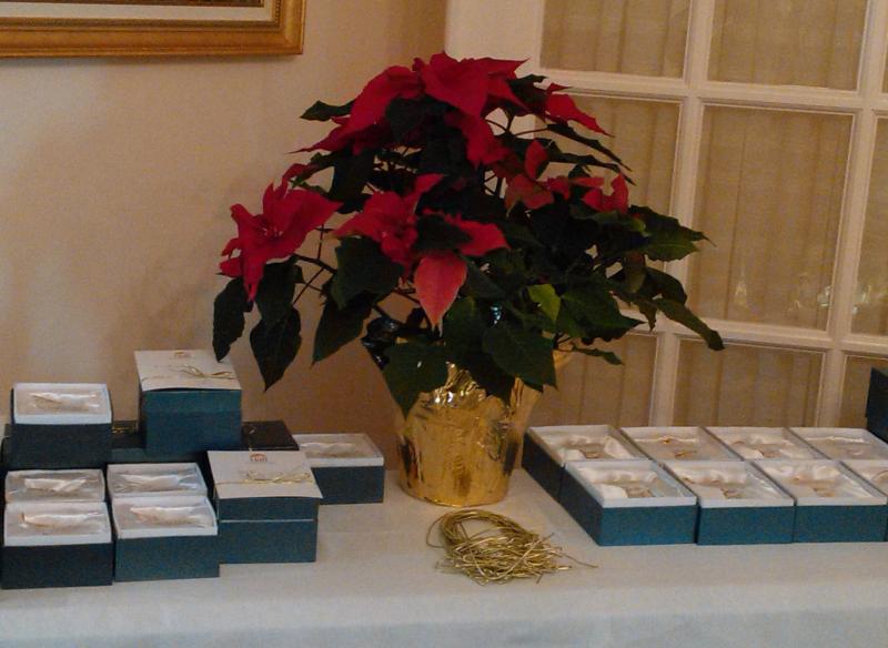 A table holds glass personalized glass ornaments for family members. JANE CARPENTER/Boothbay Register