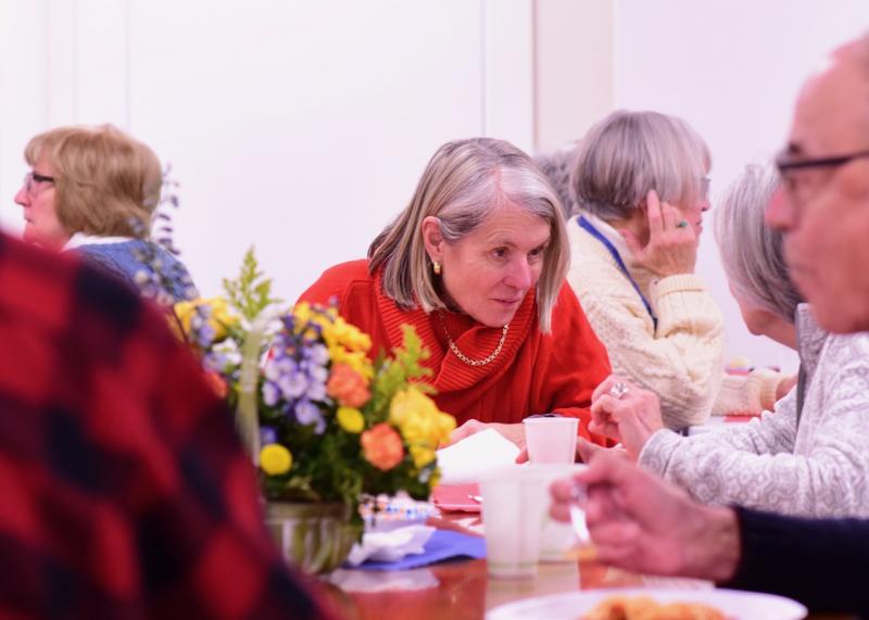 People enjoy the pasta dinner at the Congregational Church on Saturday, Jan. 19, a fundraiser for local Coast Guard families. Bob Crink photo