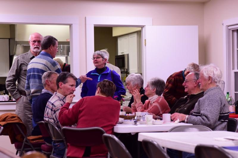 People enjoy the pasta dinner at the Congregational Church on Saturday, Jan. 19, a fundraiser for local Coast Guard families. Bob Crink photo