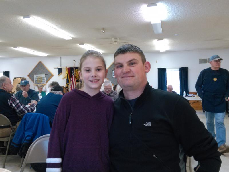 Adam Smart, Officer-in-Charge, Coast Guard Station Boothbay Harbor with daughter Allison at the breakfast. JANE CARPENTER/Boothbay Register