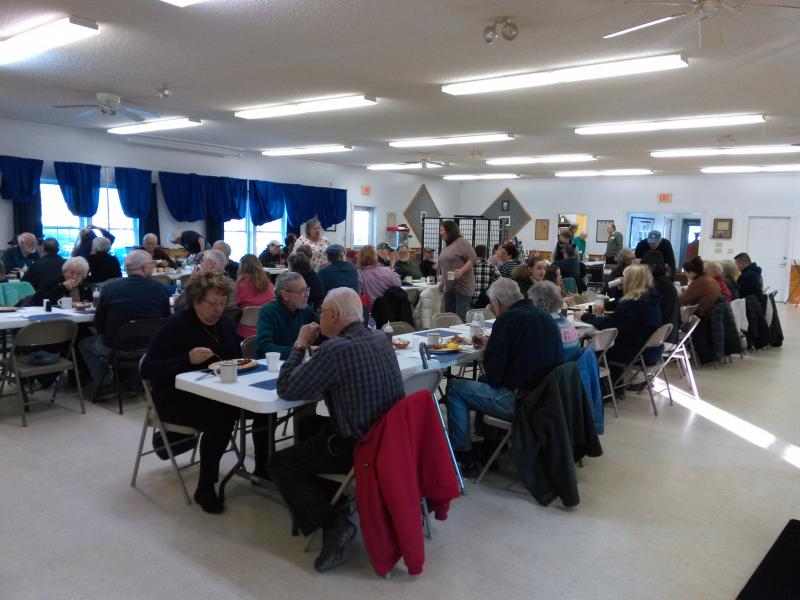 More than 100 people support the Coast Guard at an American Legion breakfast Jan. 27. JANE CARPENTER/Boothbay Register