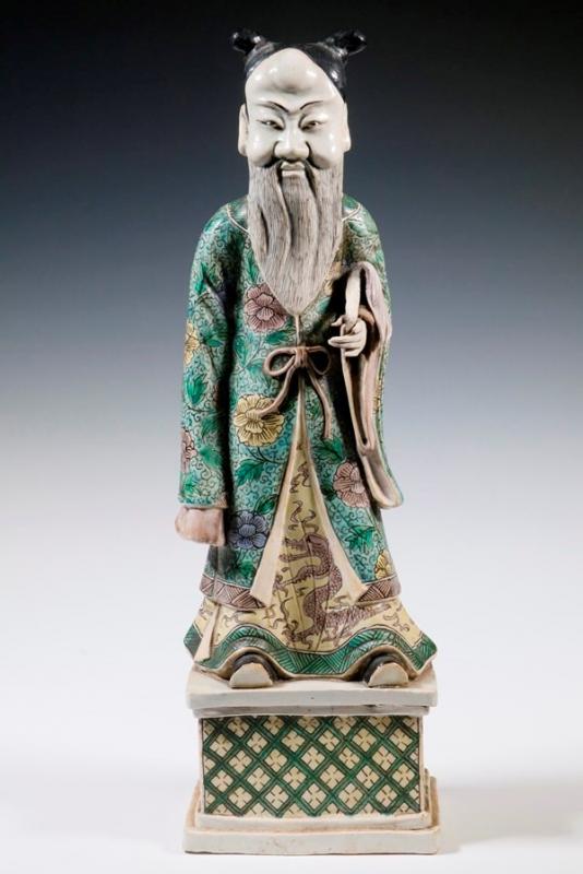 From the extensive Asian group: a Chinese Kangxi Dynasty famille verte Immortal figure. Courtesy of Carol Achterhof