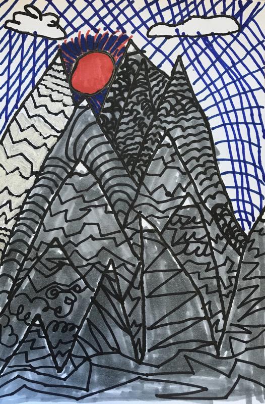 “My Patterned Mountain” by BRES fourth grader Shawn Gamage is included in the Youth Art Month exhibition at the Portland Museum of Art through April 1. Courtesy photo Shawn Gamage