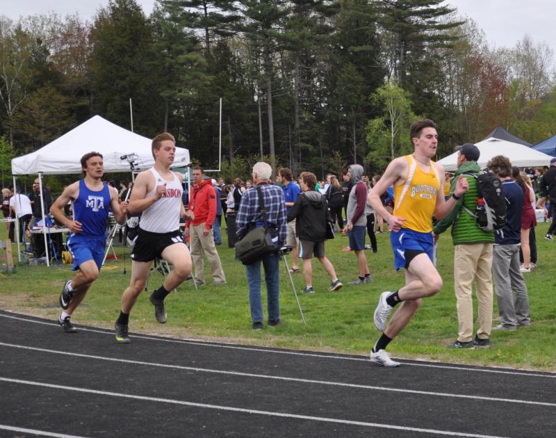 Will Perkins leads in the 800m run, part of the hard work that earned him Most Valuable Player of the meet. Courtesy of Kerrin Erhard