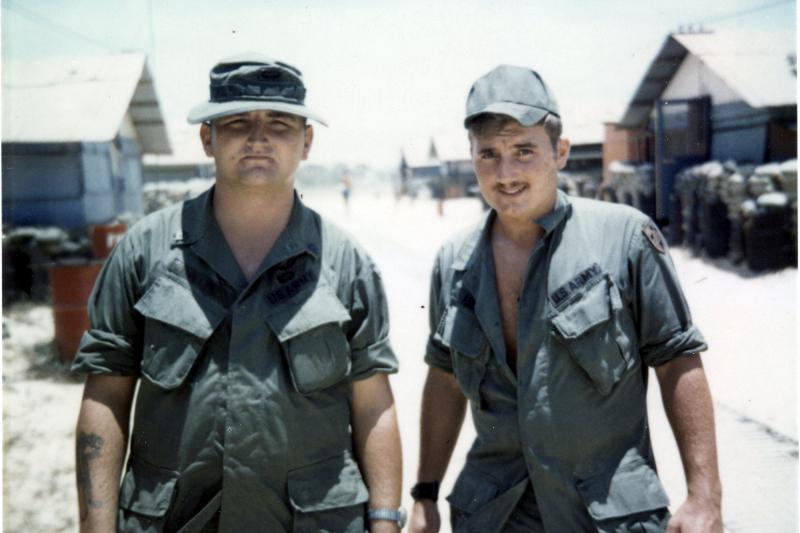 High school mates Jerry Dolloff with Pat Farrin in Vietnam. Courtesy photo