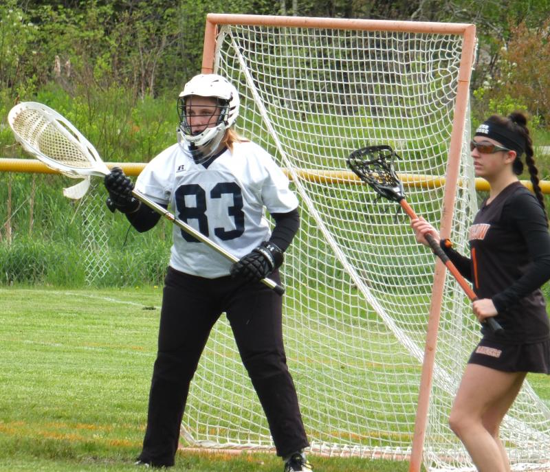 Boothbay goalie Alexis Davison made 20 saves against Winslow May 29 at Sherman Field. BILL PEARSON/Boothbay Register