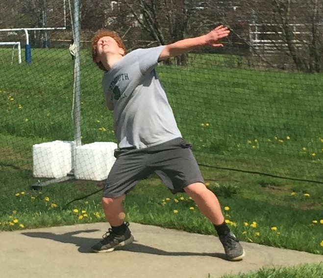 Boothbay Region Elementary School discus thrower Kayden Ames has the longest throw of any middle school athlete this spring. Courtesy photo