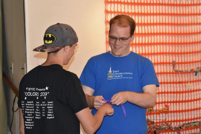 Pastor Josh Fitterling, left, of First Congregational Church and Mason Gigwere. PHIL DI VECE/Wiscasset Newspaper