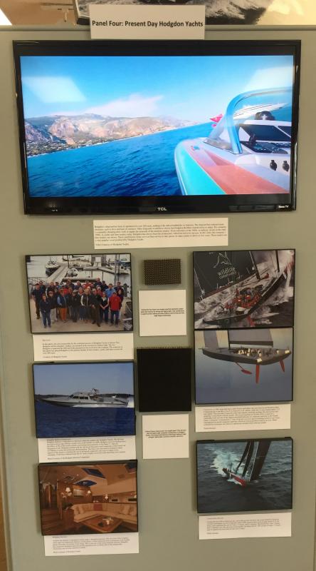 Hodgdon Yachts’ kiosk features a looping video. LISA KRISTOFF/Boothbay Register
