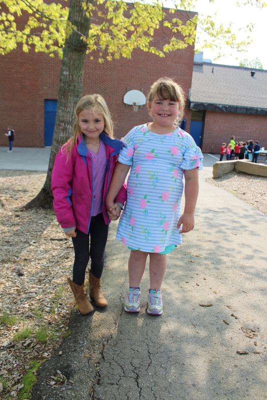 Ashland Andrews and Samantha Doucette pose for the camera. PAGE BROWN/Boothbay Register