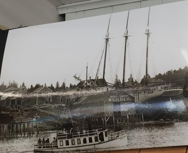 This 18” x 24” photograph of the 1918 Ada Cliff launch also has the original Nellie G. in the foreground. Courtesy of the Penobscot Maritime Museum