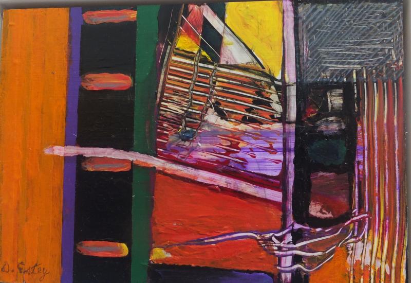 One of four demos David Estey painted at Camden Hills Regional High School – 4-5/8” x 6-5/8” – Sold! David Estey