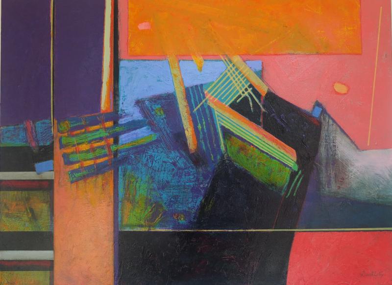 David Estey’s most recent work: “Untitled 051419” – acrylic and tape on canvas, 30” x 40”. David Estey