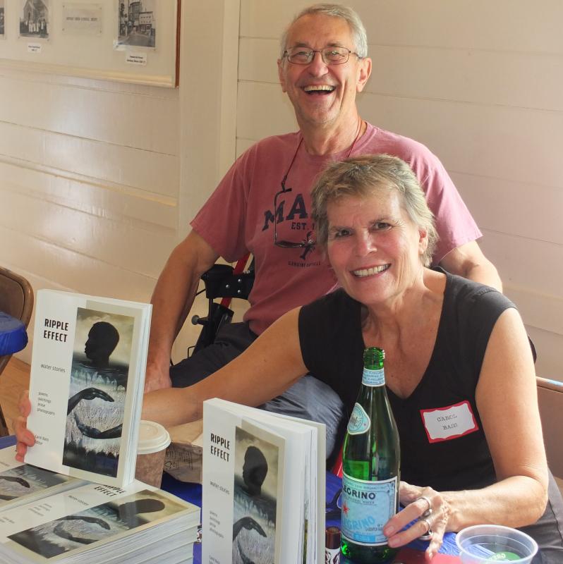 Carol Bass, right, was one of 35 Maine authors who attended the Books in Boothbay event July 27 at Boothbay Railway Village. BILL PEARSON/Boothbay Register