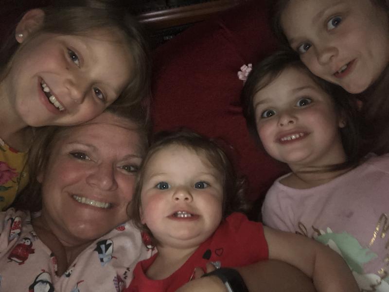 Cindy Collamore, second from left, with her grandchildren, Isla Bickford, far left; then after Collamore, Rayelle and Wren Fairfield and Charlotte Bickford. Courtesy of Cindy Collamore
