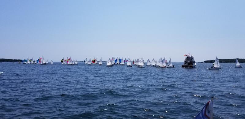 A scene from the 2019 Maine State Opti & C-420 Championship Regatta in Boothbay Harbor. Courtesy of the Boothbay Harbor Yacht Club
