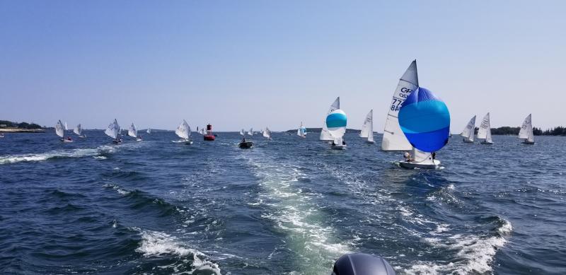 A scene from the 2019 Maine State Opti & C-420 Championship Regatta in Boothbay Harbor. Courtesy of the Boothbay Harbor Yacht Club