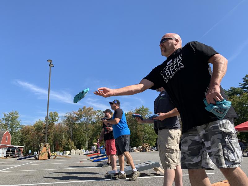 Timothy Weatherbee of West Gardiner throws a practice bag. SUSAN JOHNS/Wiscasset Newspaper