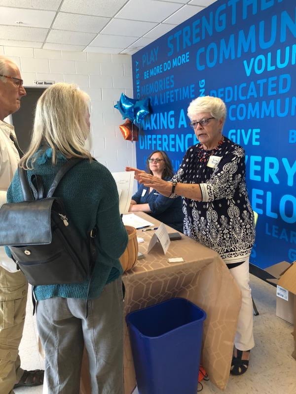 Sue Burge welcomes visitors to Changing Aging. JENNY BENNETT/Boothbay Register