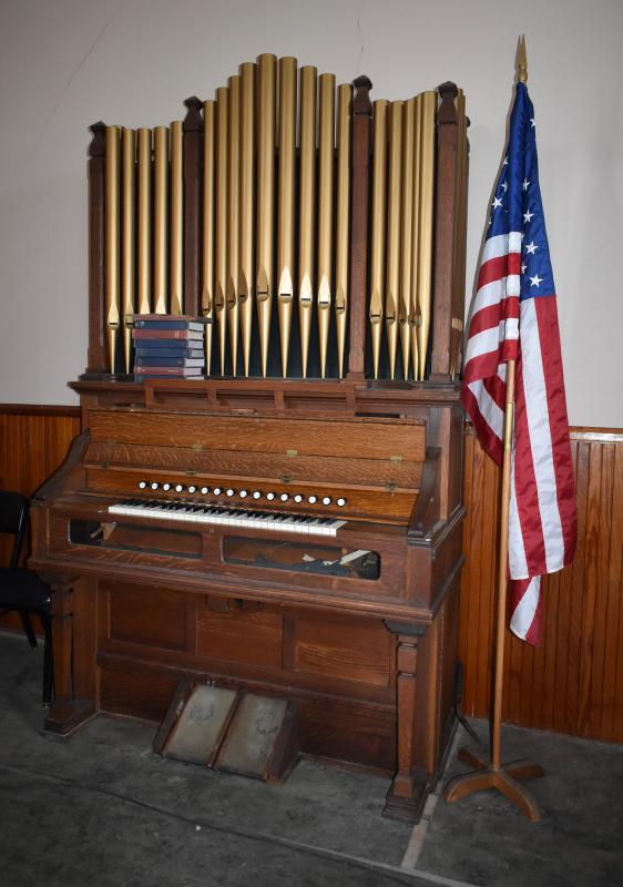 The pedal-powered Reed organ still works. It was given to the church in 1915. PHIL DI VECE/Wiscasset Newspaper