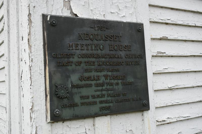 In 1935, Daughters of the American Revolution presented this plaque to Woolwich. The plaque went on the Nequasset Meeting House. PHIL DI VECE/Wiscasset Newspaper
