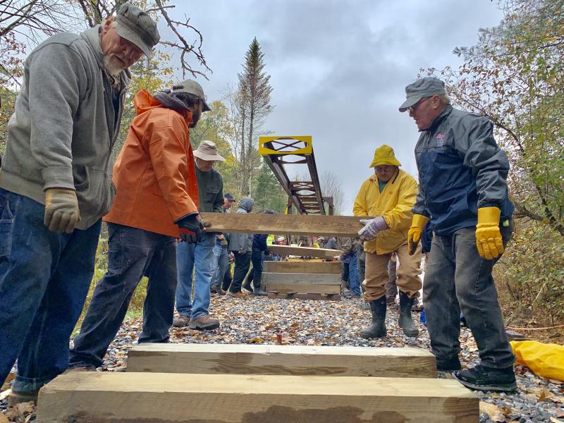 Some of Saturday’s progress at WW&F’s fall work weekend. SUSAN JOHNS/Wiscasset Newspaper