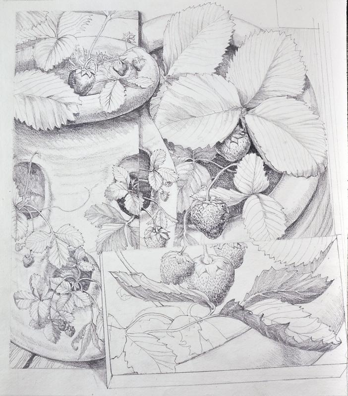 “Strawberry Pots” (1996) pencil on paper - 19¼” x 17¼" - Brenda Bettinson. Courtesy of Mathias Fine Art Brenda Bettinson