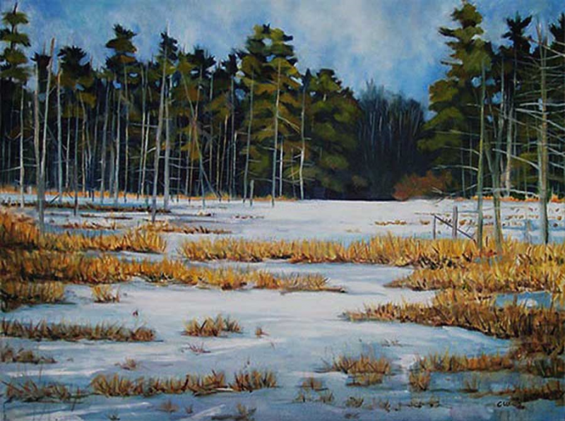 Waldoboro artist George Wardwell’s paintings in the new show at Damariscotta River Grill, “Jefferson Marsh.” The show runs through Dec. 1. Courtesy of the venue George Wardwell