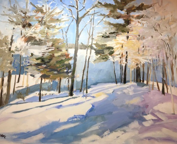Second Place 2019 ARTinME: Pemaquid artist Marcia Brandwein’s “First Snowfall.” Courtesy of BRAF