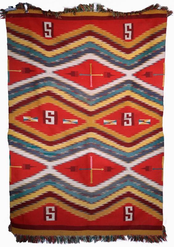 Circa 1900 Navajo Germantown eye dazzler rug. Courtesy of Carol Achterhof