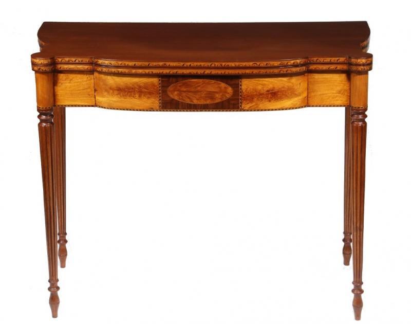 Boston Sheraton mahogany card table, attributed to John and Thomas Seymour. Courtesy of Carol Achterhof