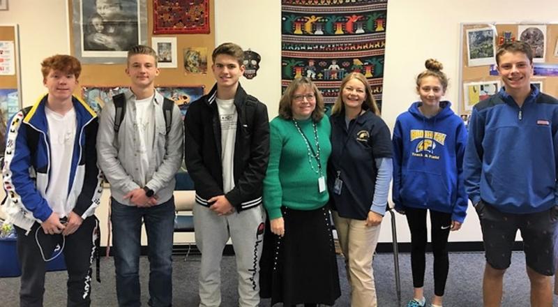 Some of the students and chaperones going to Costa Rica in 2020 are, from left, Mason Erhard, Ryan Russell, Fox Elder, Sra. Karol Clark, Sra. Tanya Hammond, Grace Campbell and Lucas Hardwick.Participants missing from the photo are Maren Whitney, Jackie Steinmetz, Journey Bennett, Jamie LaBrecque, Nathan Chatterton and Ronan Drage. Courtesy photo