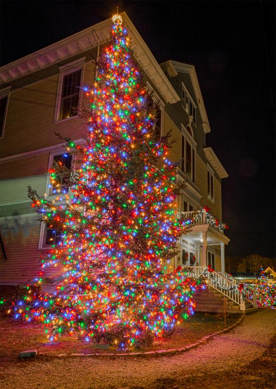 ISO 640 - multiple exposures - F/13 - This is an HDR shot made from 7 images shot at different exposures then composited. F/13 was chosen to get the foreground and the background both in focus. The colors are conflicting between the street light, the lights on the tree and the lights on the Oprah House. Shooting Daylight WB made some parts of the scene a little orange that were later reduced in editing but kept the colors of the lights. Michael Leonard photo