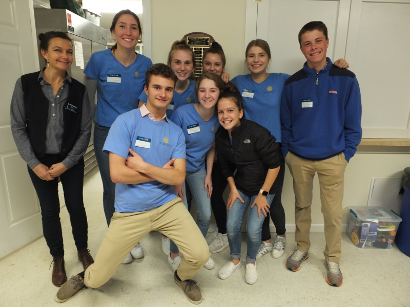 Boothbay Region High School Interact Club served dinner at the Rotary Club of Boothbay Harbor’s annual Veterans Day celebration. Pictured from left are, front: Rowan Kristan, Marissa Peters and Emerson Harris; back: club adviser Ingrid Merrill, Glory Blethen, Kylie Brown, Hali Goodwin, Helene Elder and Lucas Hardwick. BILL PEARSON/Boothbay Register