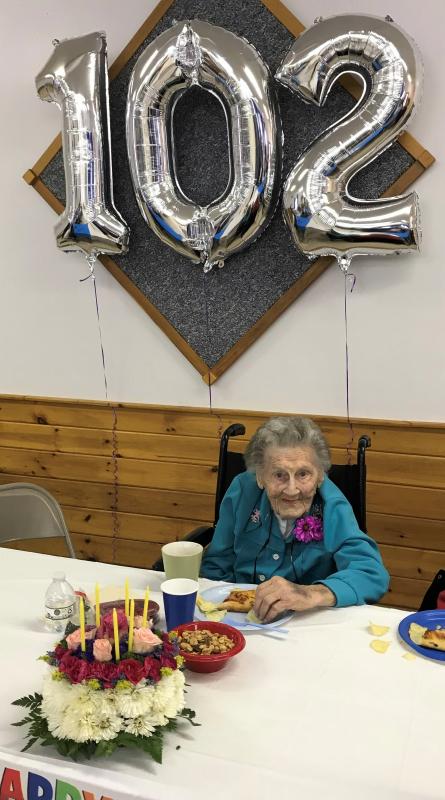 The Boothbay region said good-bye to its oldest resident, Lucille Machon, who died in 2019. Here she celebrated her 102nd birthday. File photo