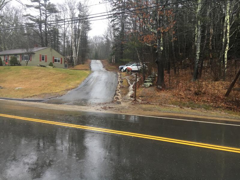 Pine Woods Road contributes a "river of dirt" to Adams Pond watershed during Saturday's storm. This site will be fixed with grant funds next spring. Courtesy of BRWD