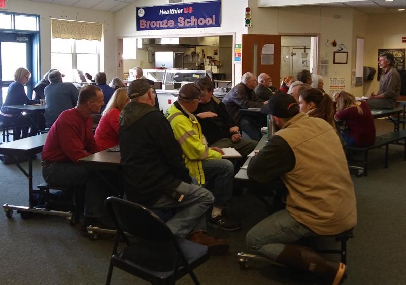 More than 20 Edgecomb residents meet with selectmen on Saturday, Dec. 7 to discuss ideas for tackling some of the town’s upcoming challenges. JANE CARPENTER/Boothbay Register