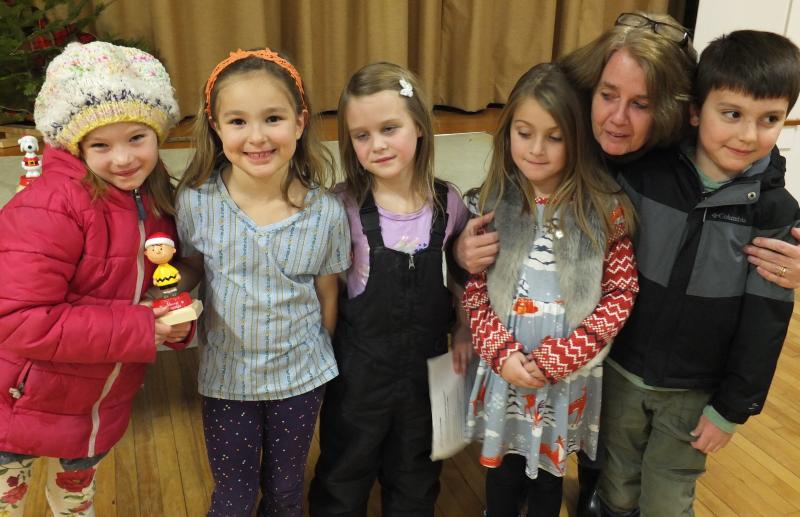 The Best Old-Fashion Holiday Tree Award went to Jennifer Gosselin’s room, from left, Azalea Averill, Maxine Zehm, Lilliana Cassidy, Briar Johnson, Jennifer Gosselin and Jacob Verge. BILL PEARSON/Boothbay Register