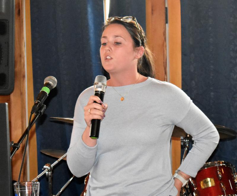 Jackie McLoon sings “Shallow.” LISA KRISTOFF/Boothbay Register