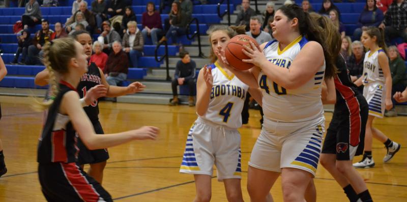 Junior Emma Brewer seeks an outlet pass after garnering a rebound. BILL PEARSON/Boothbay Register