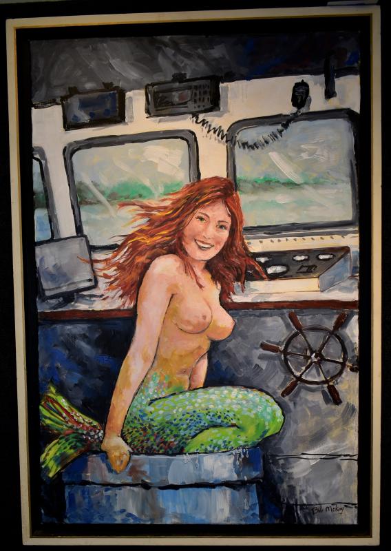 Bob McKay’s mermaid in oils, a.k.a. “Boothbay Harbor Surprise,” won the 2020 People’s Choice Award. Robert McKay, Boothbay Harbor