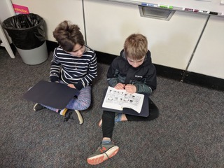 Third and sixth grade reading buddies. Courtesy photo