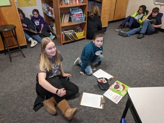 Third and sixth grade reading buddies. Courtesy photo