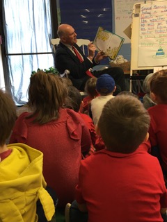 Superintendent Dr. Keith Laser reads to a kindergarten class. Courtesy photo
