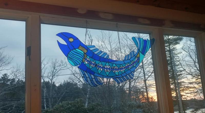 Commission hanging at home. Richard Macdonald, Macdonald Stained Glass. Courtesy of the artist Richard Macdonald, Macdonald Stained Glass Ltd