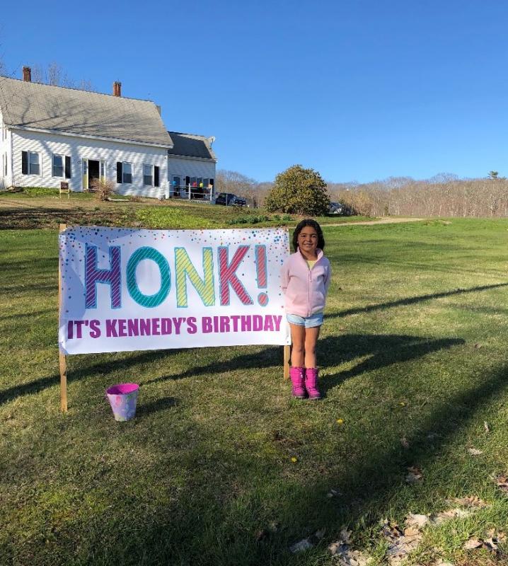 Kennedy Davis stands beside the sign signifying that it was her birthday. Courtesy of Breanna Davis