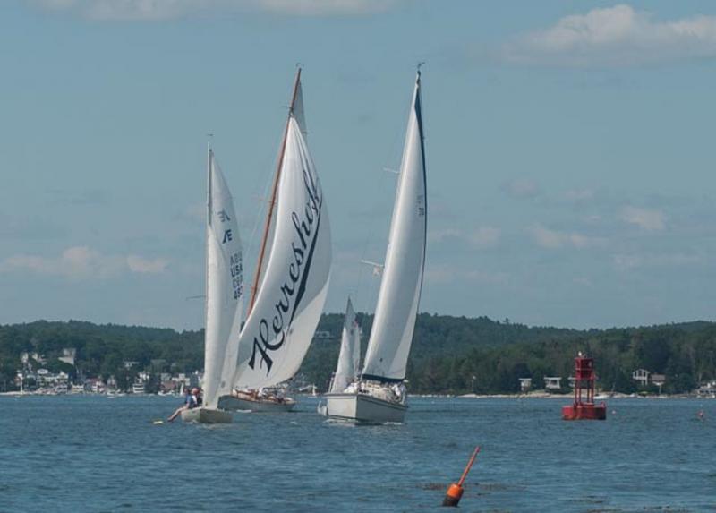 Faster and bigger boats chasing the fleet to the first mark. Courtesy of Jon Dunsford