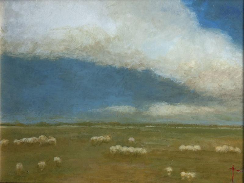 “”Wandering Sheep”” is among the 40 oil paintings by the late New York artist Charles Kolnik. See them at the Sylvan Gallery Annex at 52 Water St., Wiscasset. Courtesy of the gallery Charles Kolnik