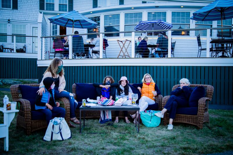 Movie watchers at Newagen Seaside Inn. Erin Stodder photo