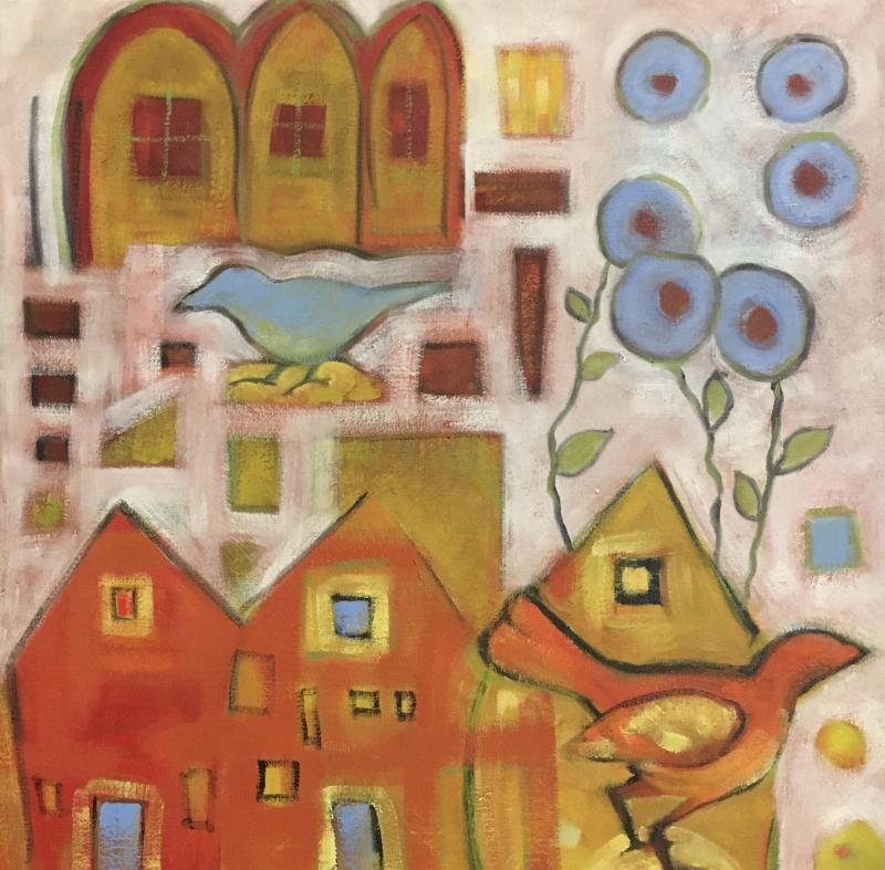 Kate Nordstrom - “Istanbul” - 20” x 20” canvas. See it at Carriage House Gardens in Wiscasset. Courtesy of Lucia Droby Kate Nordstrom